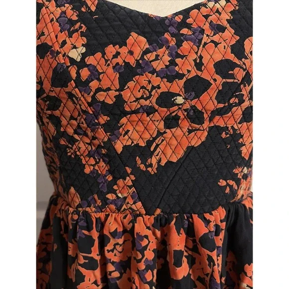 Parker Quilted Empire Dress  Silk Petal Bloom Print Strapless Zip Womens Size L - Picture 2 of 7